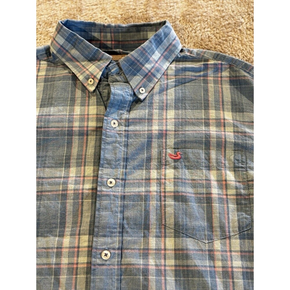 Southern Marsh Men's XL Plaid Button Down Shirt Long Sleeve Blue Pink White Duck